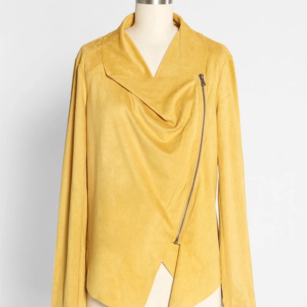 NWT Vigoss Mustard Faux Suede wrap Jacket size Small